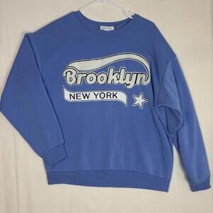 Birch & Stone Baby sky Blue sweater chinelle patch brooklyn new york small s